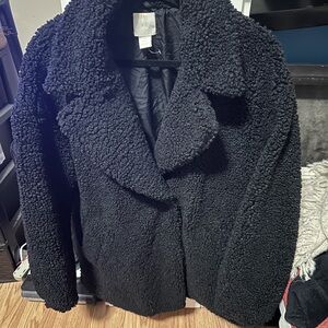 H&M Black Teddy Jacket for Women